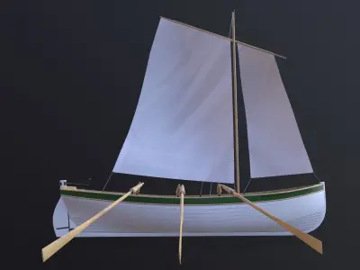 Wooden boat Yal-6 Low-poly 3D model