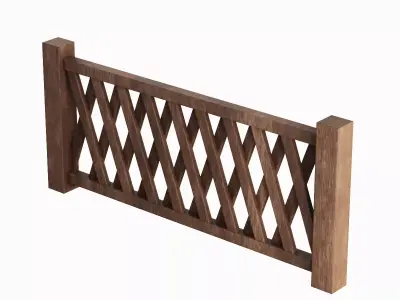 Wooden Fence B 03 Low-poly 3D model