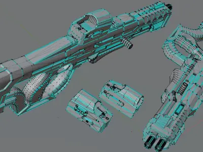 Stylized Sci-Fi Laser Shotgun Low-poly 3D model
