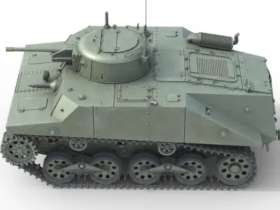 Type 2 Ka Mi Tank Low-poly 3D model