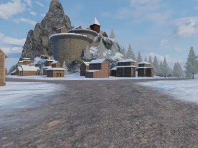 Mountain Village In Winter 3D model