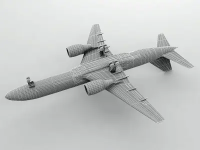  Boeing 757-200 Airliner - US Airways Low-poly 3D model