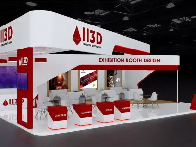 Exhibition Stand Stall Three Side Open 8X10 3D model