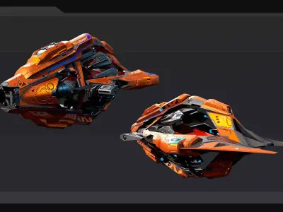 DRAKX - ALIEN Frigate DK4 Low-poly 3D model