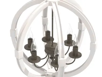 Custom made globe chandelier 6 light 3D model