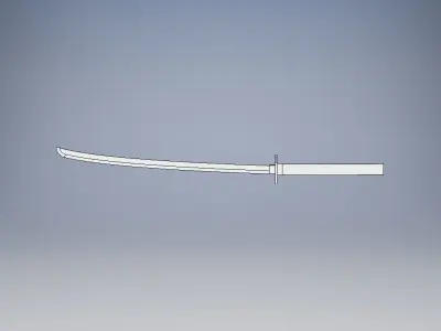 katana sword Low-poly 3D model 4