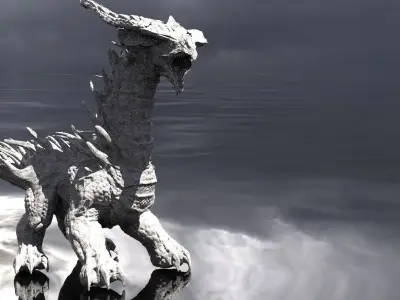 Reptile Statue monster big  3D model
