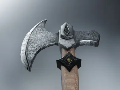 Celestial Crescent The Radiant War Axe Low-poly 3D model