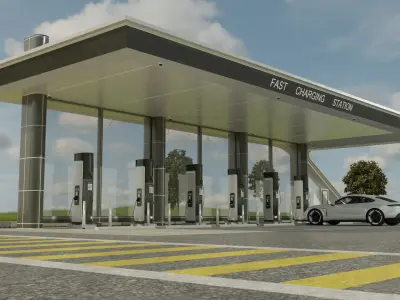 Electric Vehicle Charging Station 3D model buy