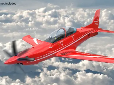 Training Aircraft Pilatus PC-21 Red Rigged 3D model
