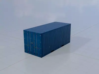 Shipping Container gentian blue 20ft Low-poly 3D model