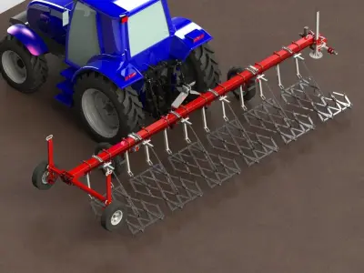 WG 0012 - Heavy toothed harrow 6m 3D model