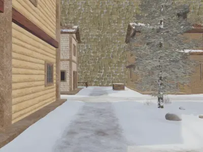 Walled Winter Village 3D model purchase