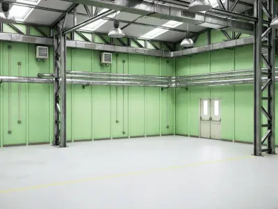 Hangar industrial building Low-poly 3D model get