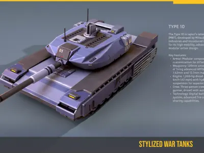 Stylized Tank Type10 Low-poly 3D model