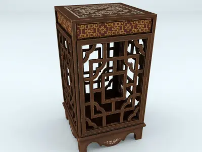 Chinoiserie Chinese Side Table Low-poly 3D model