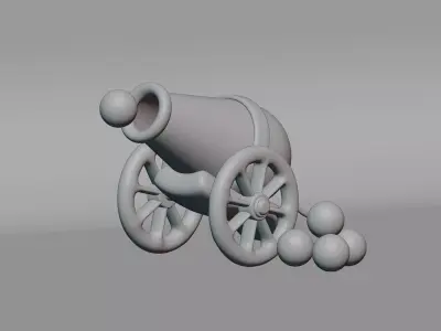 Cartoon Cannon Gun Low-poly 3D model