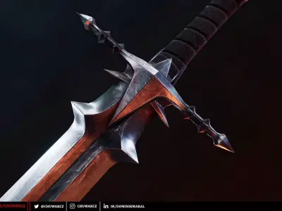 Nazgul Greatsword - fantasy PBR game ready 3d weapon Low-poly 3D model