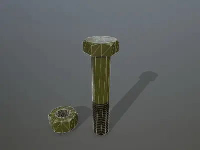 Bolts bolt and nut Low-poly 3D model 13