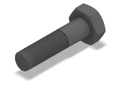 Bolt Partial Thread Hexagonal Head M10x40mm 3D model