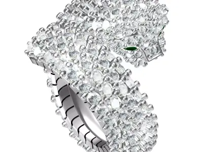 Antique Cat Face Diamond Ring for Women 3D print model