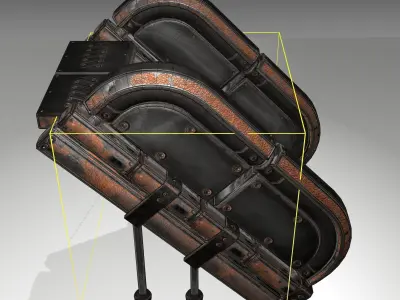 Futuristic Stairs - 32 - Rusty Textures Low-poly 3D model