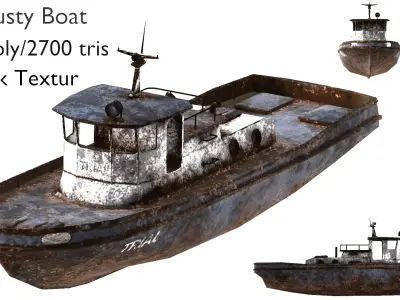 old boat Low-poly 3D model