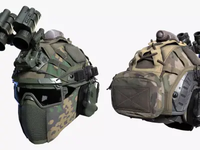 Tactical Helmet Low-poly 3D model