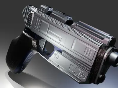 Stylized Sci-Fi Pistol Low-poly 3D model