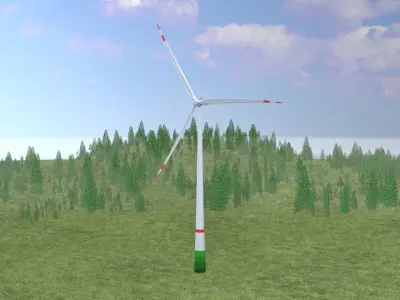 Wind turbine E1 H-163 RD 172 m Low-poly 3D model