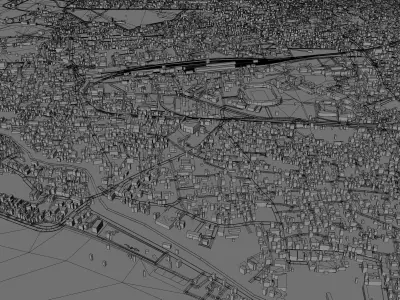 Kollam Kerala India 30km Low-poly 3D model