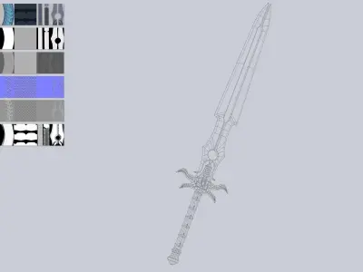 Fantasy sword Low-poly 3D model 24