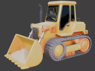 Summer Sand Construction Bulldozer 3D Model Low-poly 3D model