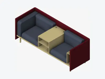 Sofa - Contemporary - Flame - Medium - Central Shelf Low-poly 3D model purchase