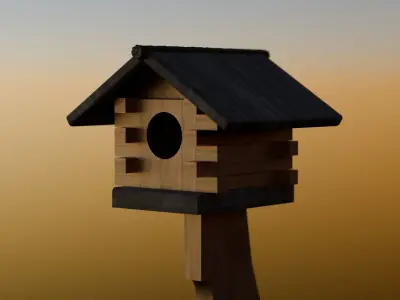 Wood birdhouse Free 3D model