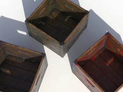 Wooden Crate Low-poly 3D model 6