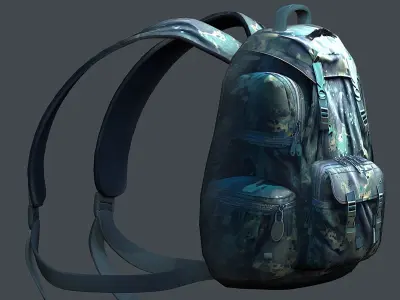 Backpack military combat Black baggage Low-poly Low-poly 3D model get