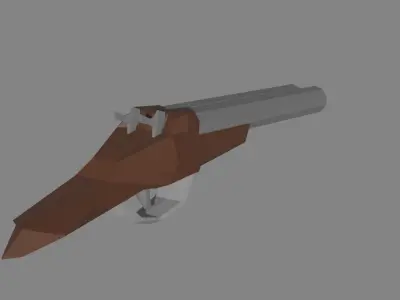 Low Poly 2 barrel trunk shotgun terminator Free 3D model