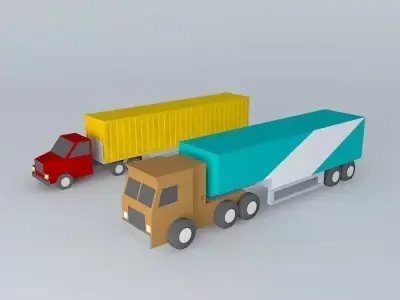 trucks truck and trailer Free 3D model