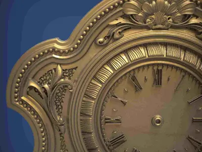 Carved clock for 3D printing and CNC 3D print model 12