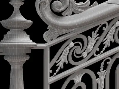 staircase 2 ornate with carpet 3D model