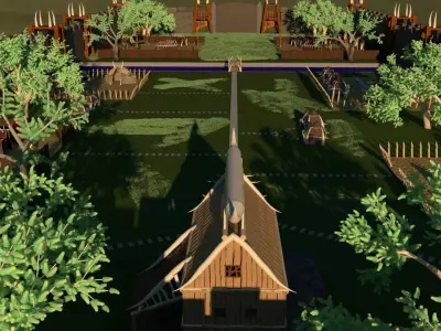 Barbarian Orc Village With Training Camp 3D model