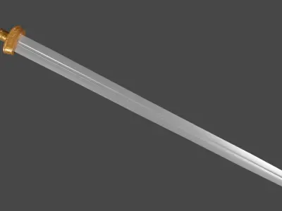 Caroling sword with Langsax handle Low-poly 3D model