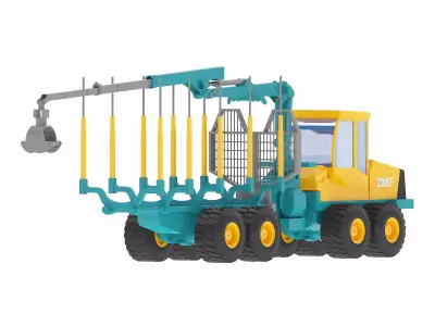 Harvester Forestry 208F Crane Low-poly 3D model