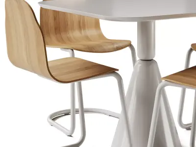 Sancal Pion Fresno Table and Boby Wood Chair 3D model