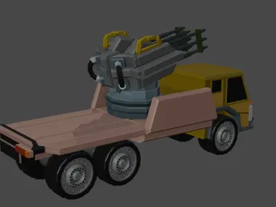 Truck with canon  3D model