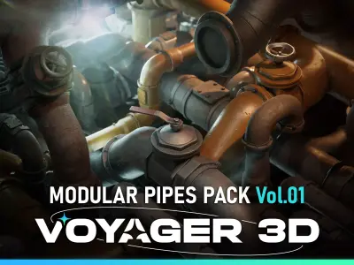 Modular Pipes Pack Vol 01 Low-poly 3D model
