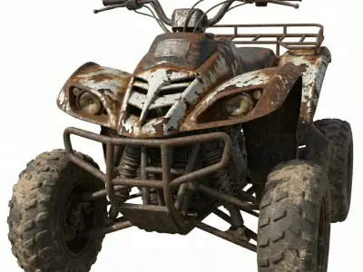 Realistic Weathered Abandoned ATV Quad Bike 3D Model Low-poly 3D model