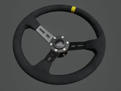 Steering Wheel 01 - Variation B - Black Stiches Low-poly 3D model