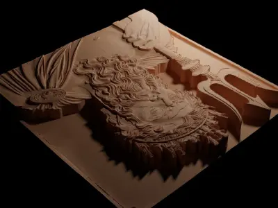 Poseidon CNC 3d Print High Relief Sand Casting 3D print model